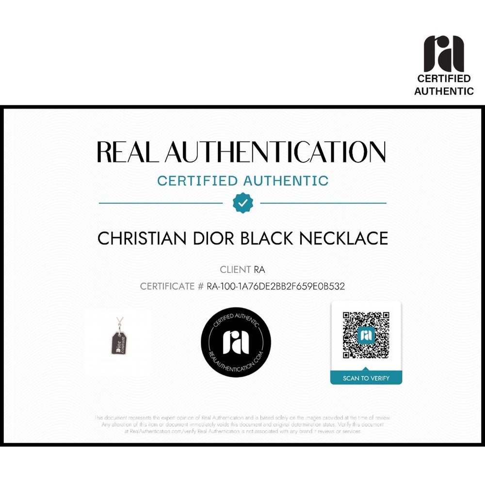 Christian Dior Couture Tag Necklace | Authentic Dior | Black/Silver - Picture 4 of 4